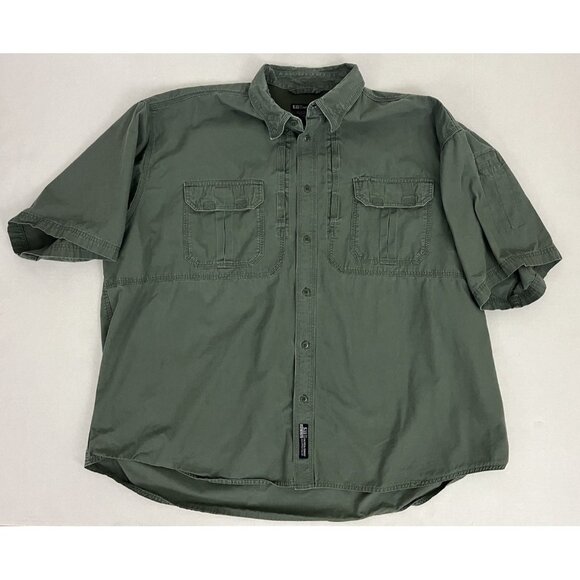 5.11 Tactical Series Men's 3XL Short Sleeve Shirt 100% Cotton Green 71152 - Picture 1 of 3